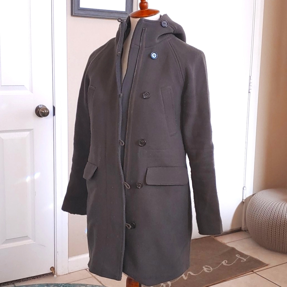 ๐J.Crew Stadium Cloth Nello Gori Wool Coat Hood - Picture 1 of 16